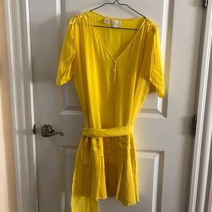 Yellow sheer flows dress